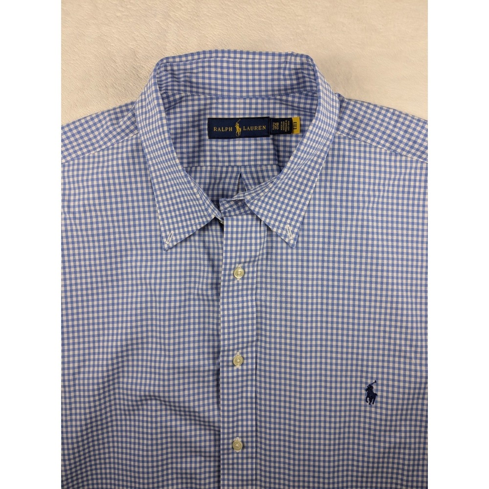 Ralph Lauren‎ 2XB Blue Gingham Check Button Down Long Sleeve Shirt